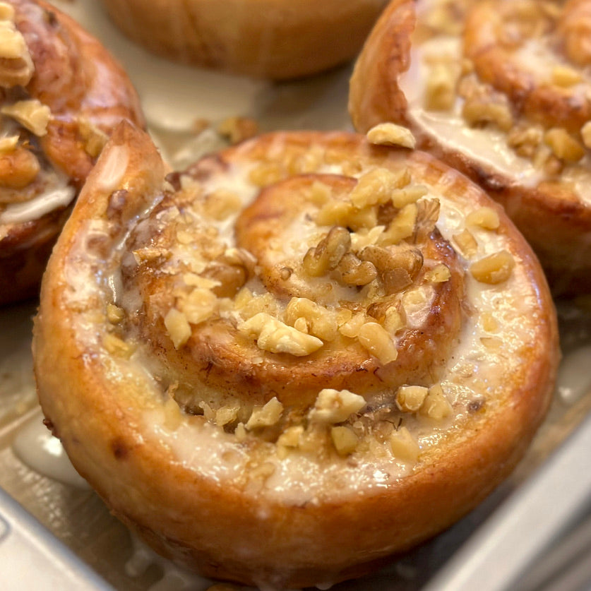 Banana Walnut Cinnamon Roll