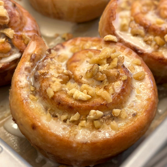 Banana Walnut Cinnamon Roll