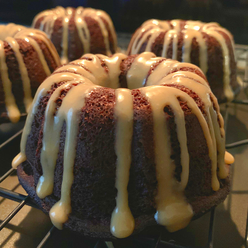 Keto Chocolate Caramel Bundt Cake